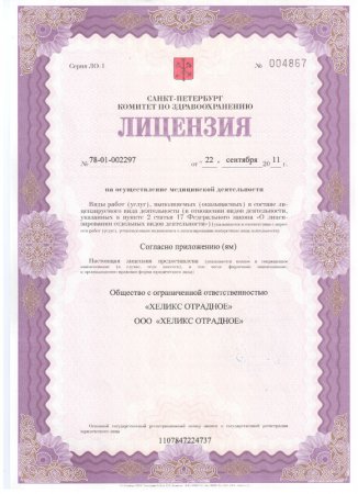 Лицензии Медицинского Центра Отрадное